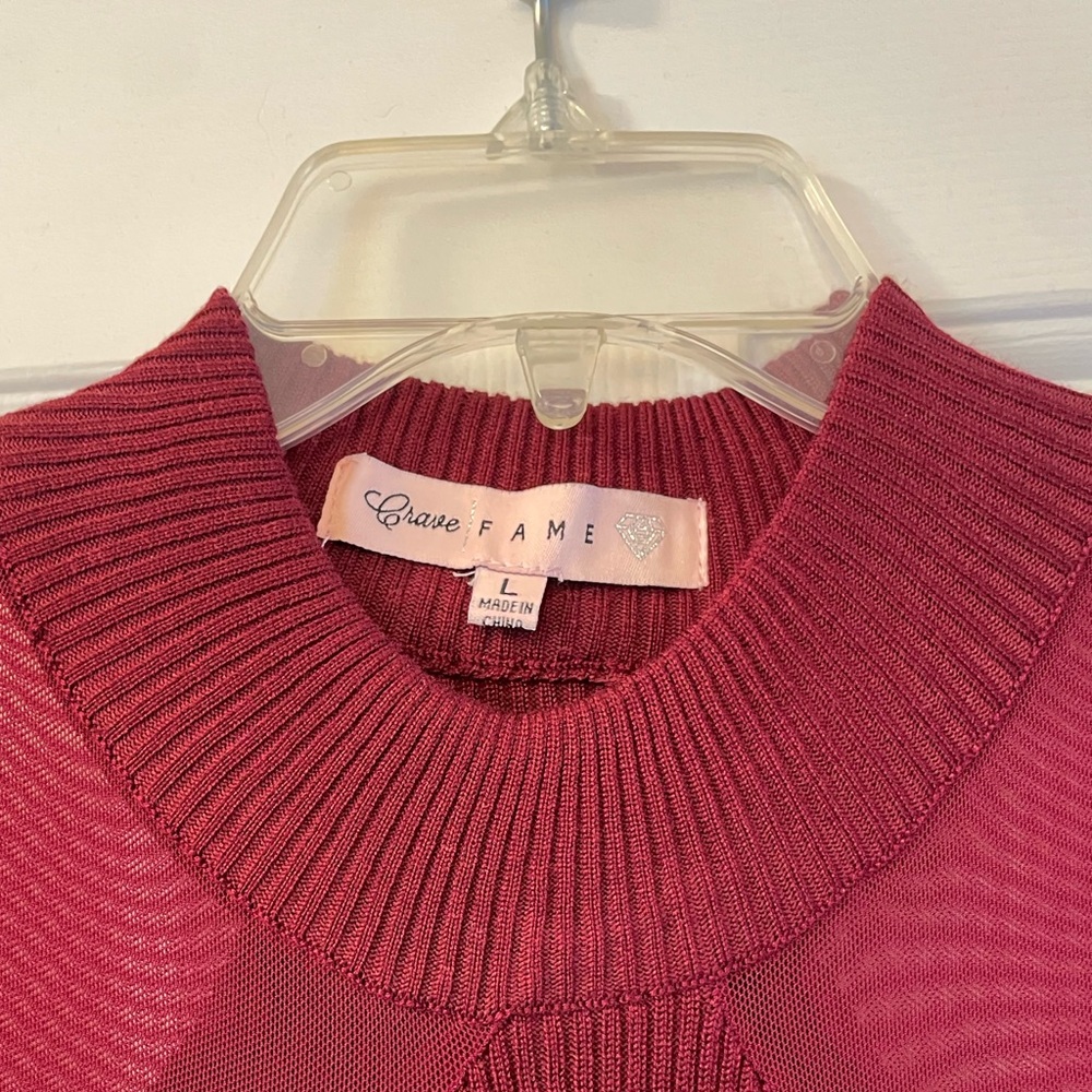 Crave Fame Raspberry Knit Top - Picture 2 of 2